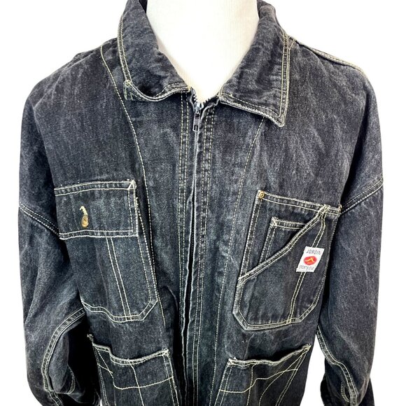 Jordin Sportswear Mens Black Washed Denim Jacket With Pockets Sz 3X - Picture 4 of 8